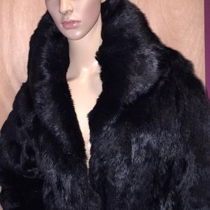 Black Real Rabbit Fur Coat